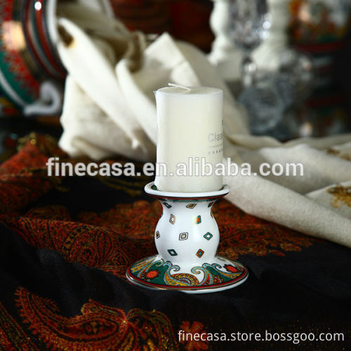 Luxury Fine New Bone China Small Ceramic Candle Holder of Paisley